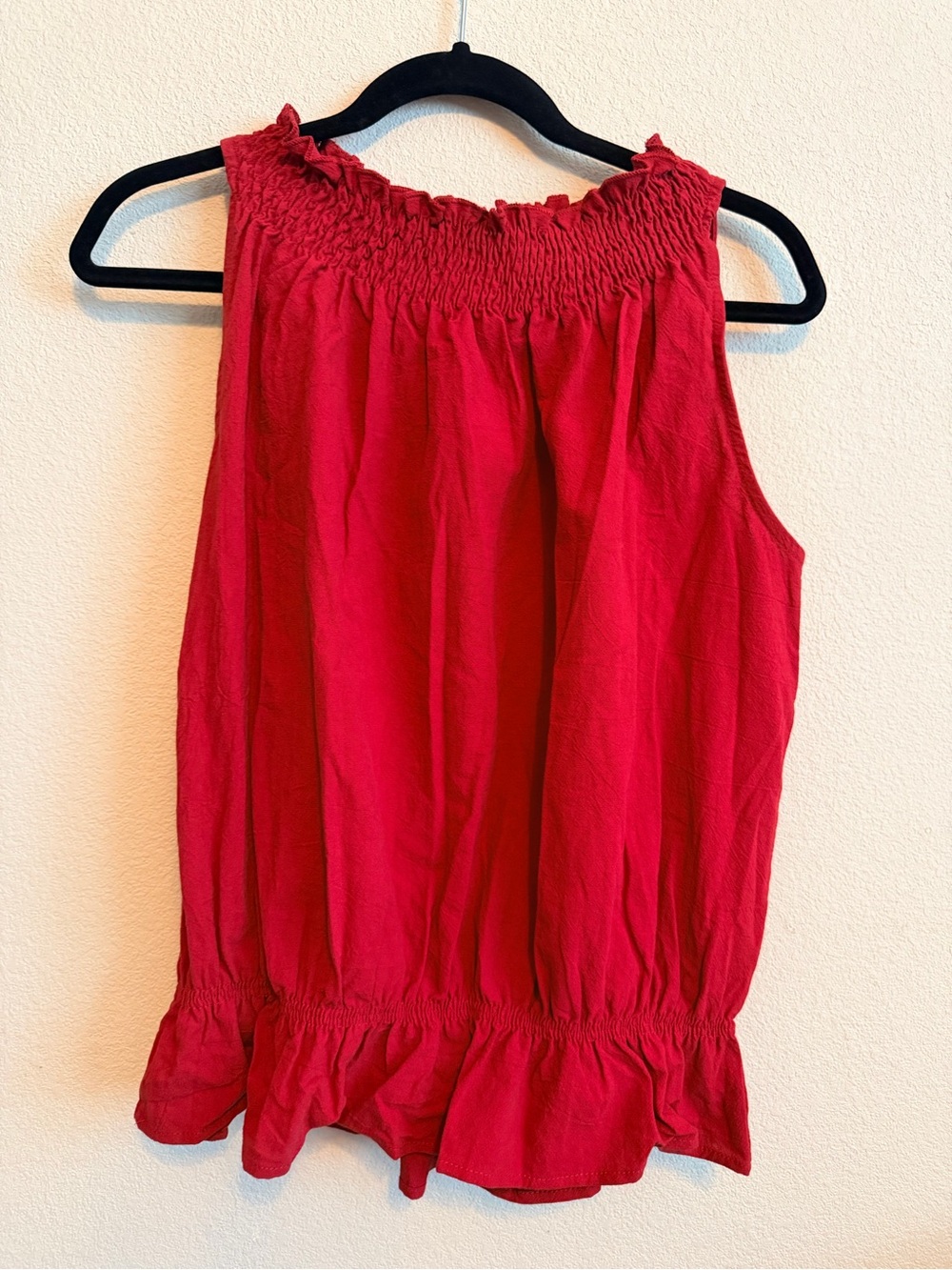 Red 2 piece off shoulder top and wide leg pants with pockets